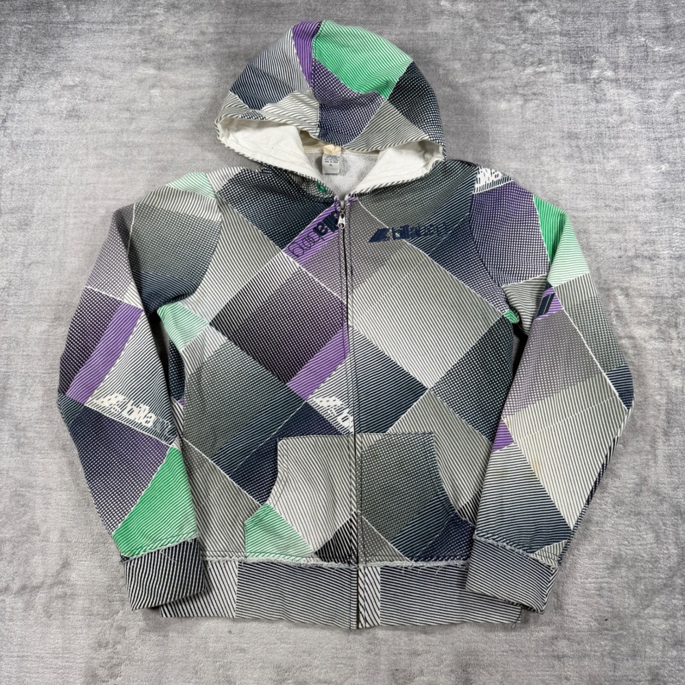 Billabong Sweatshirt Womens XL Grey Vintage Y2K Skater Geometric Full Zip Hoodie